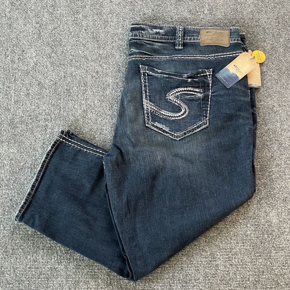 Silver Jeans women's‎ 24 Suki Carpri curvy mid rise 44 x 22 1/2 blue denim New
